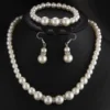 Simulated Pearl Jewelry Set for Women: Necklace, Earrings, Bracelets - Fashion Party Gift