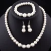 Simulated Pearl Jewelry Set for Women: Necklace, Earrings, Bracelets - Fashion Party Gift