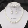 Simulated Pearl Jewelry Set for Women: Necklace, Earrings, Bracelets - Fashion Party Gift