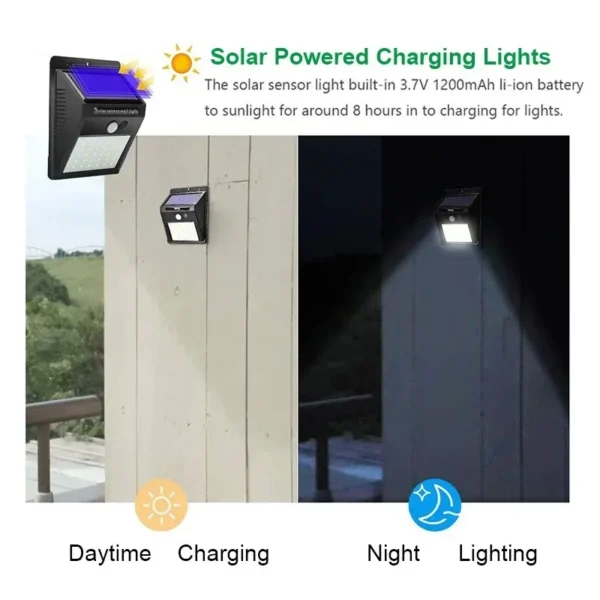 LED Solar Motion Sensor Light, Waterproof Outdoor Garden Wall Lamp, 30/100 LEDs