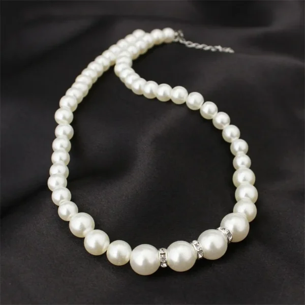 Simulated Pearl Jewelry Set for Women: Necklace, Earrings, Bracelets - Fashion Party Gift