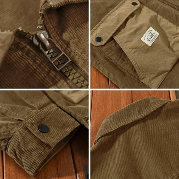 Autumn New 100% Cotton Corduroy Cargo Shirts for Men Clothing Big Pockets Design Casual Loose Streetwear AZ224