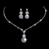 Fashion Crystal Bride Jewelry Set Rhinestone Silver-plated Wedding Dress Banquet Necklace Earring Set Ladies Gift