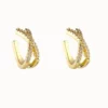 CRMYA Gold-color Clip Dangle Hoop Earrings For Women CZ Zircon Enamel Piercing Women's Earrings Set 2023 Jewelry Wholesale